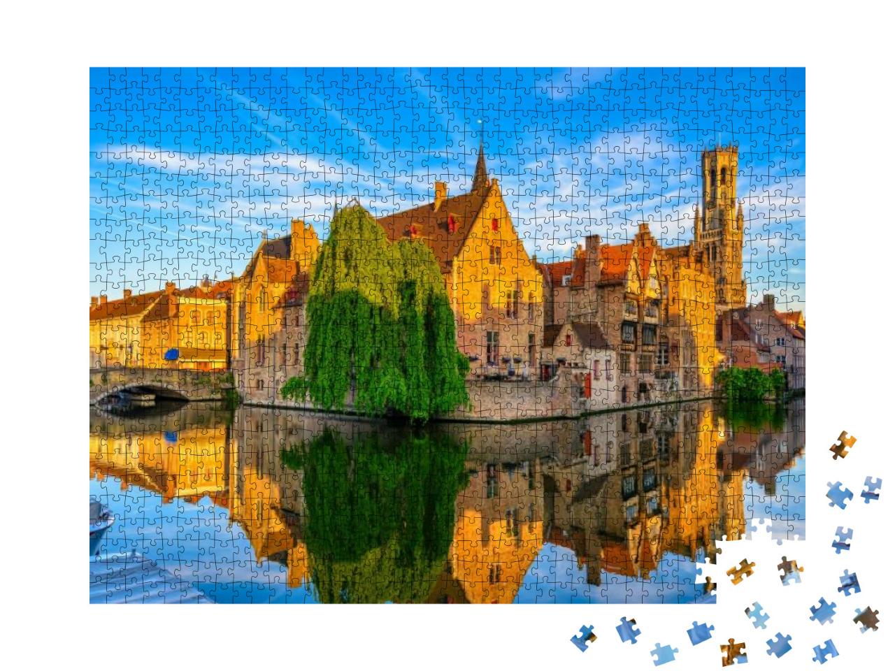 Puzzle 1000 Teile „Wunderschönes historisches Stadtzentrum von Brügge, Belgien“