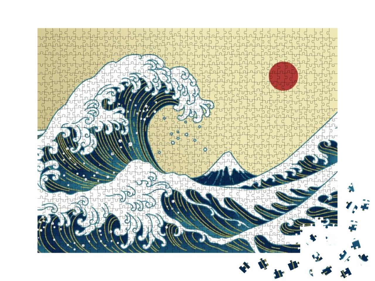 Puzzle 1000 Teile „Illustration: Ozean von Kanagawa, Japan“