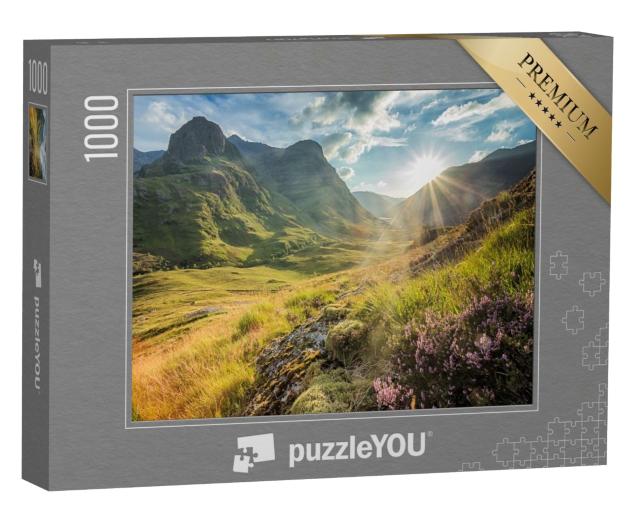 Puzzle 1000 Teile „Unberührte Natur an den Bergen von Glencoe, schottische Highlands“