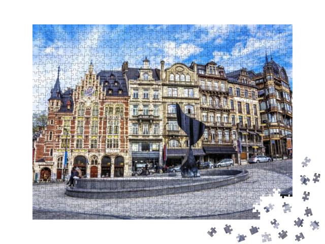 Puzzle 1000 Teile „Traditionelle Gebäude und Häuser von Brüssel, Belgien“