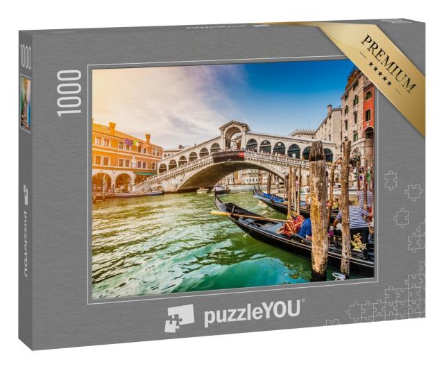 Puzzle 1000 Teile „Sonnenuntergang über der Rialto-Brücke  in Venedig, Italien“