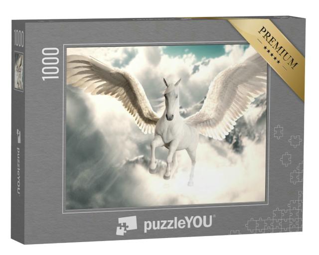 Puzzle 1000 Teile „Majestätischer Flug des Pegasus über den Wolken“