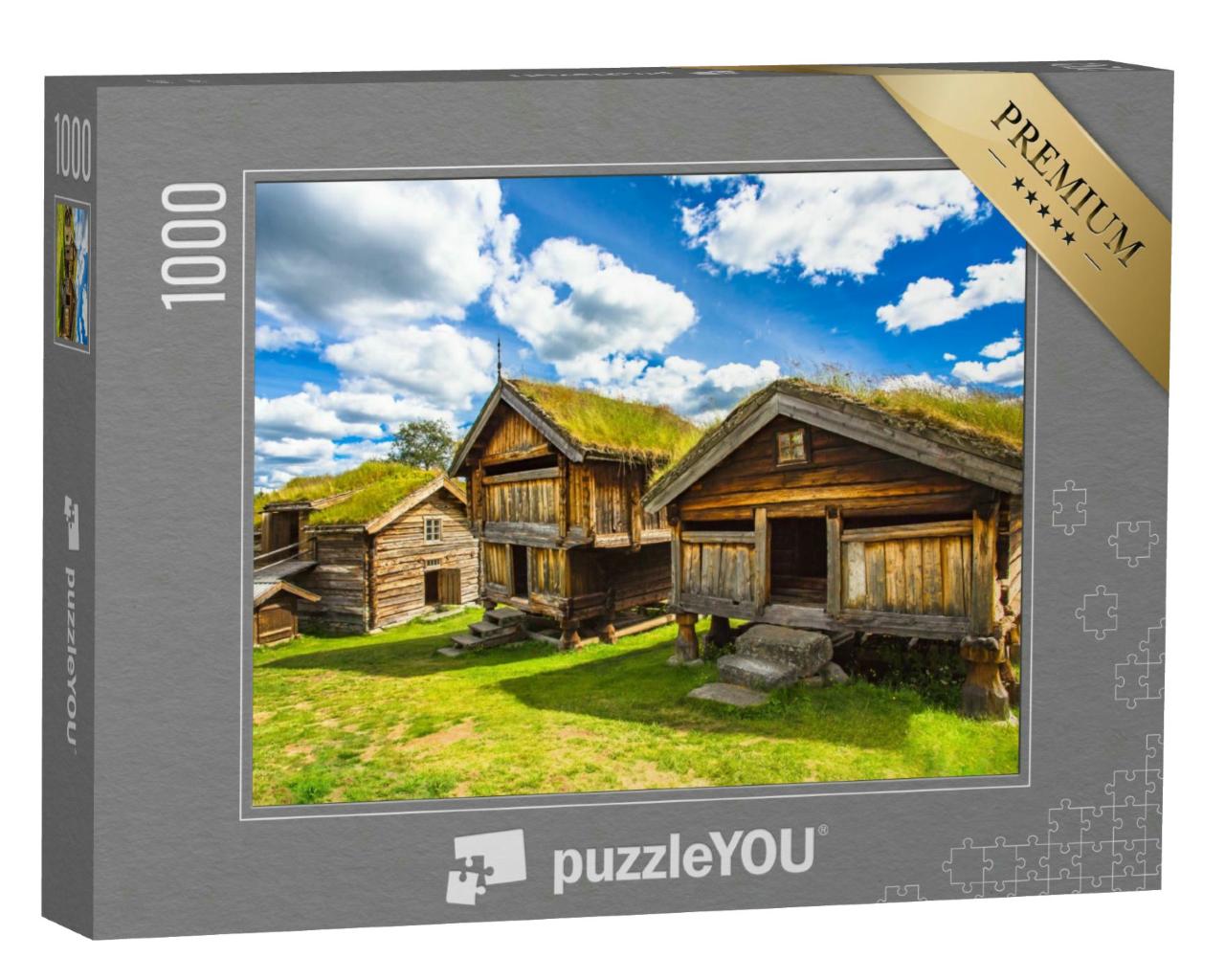 Puzzle 1000 Teile „Traditionelle norwegische Häuser, Geilo, Norwegen“