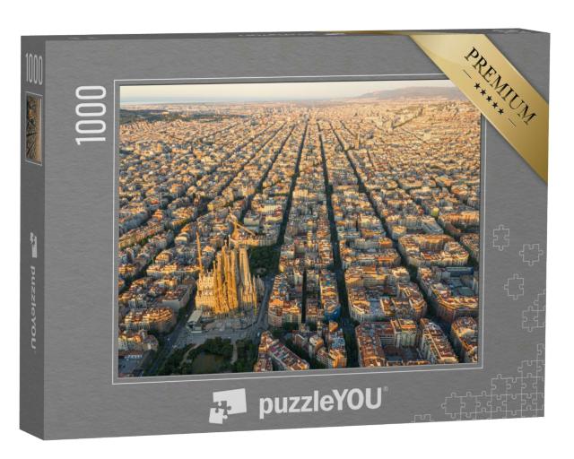 Puzzle 1000 Teile „Atemberaubende Luftaufnahme der Stadt Barcelona, Spanien“