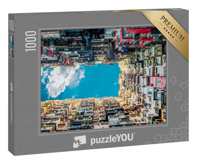 Puzzle 1000 Teile „Architektur aus spannender Perspektive von unten gegen den Himmel“