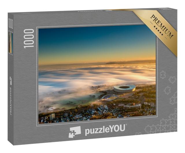 Puzzle 1000 Teile „Nebliger Sonnenaufgang über dem Stadtion von Kapstadt, Südafrika“
