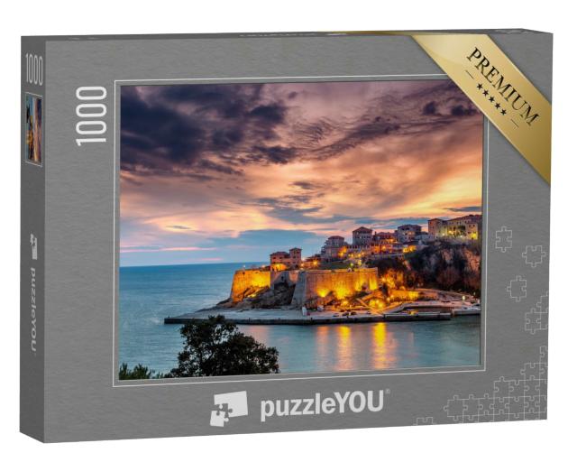 Puzzle 1000 Teile „Alte Stadt und Festung Ulcinj, Adria, Montenegro“