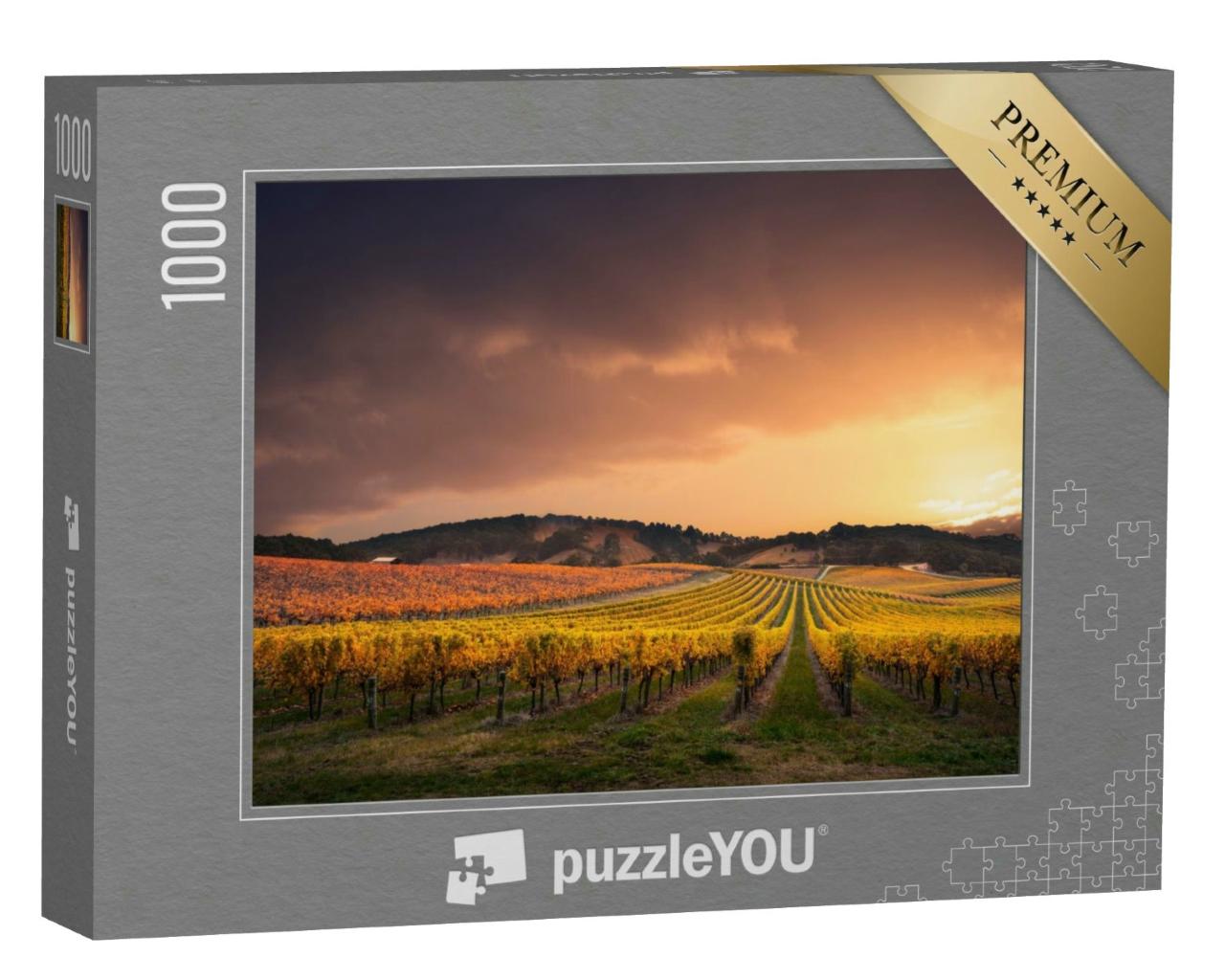Puzzle 1000 Teile „Wunderschöner Sonnenuntergang über einem südaustralischen Weinberg“