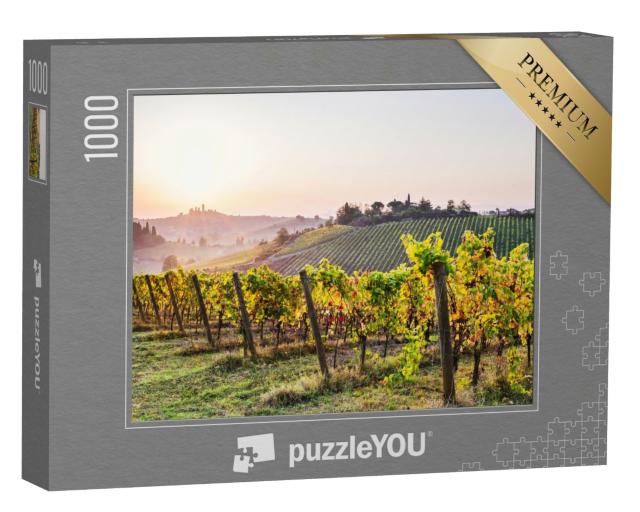 Puzzle 1000 Teile „Weinberge und Landschaft mit San Gimignano “