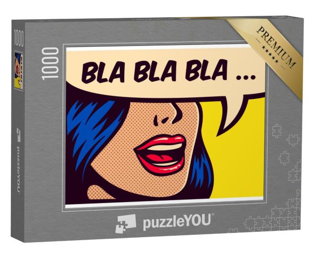 Puzzle 1000 Teile „Pop-Art - ein Mädchen redet bla, bla, bla …“