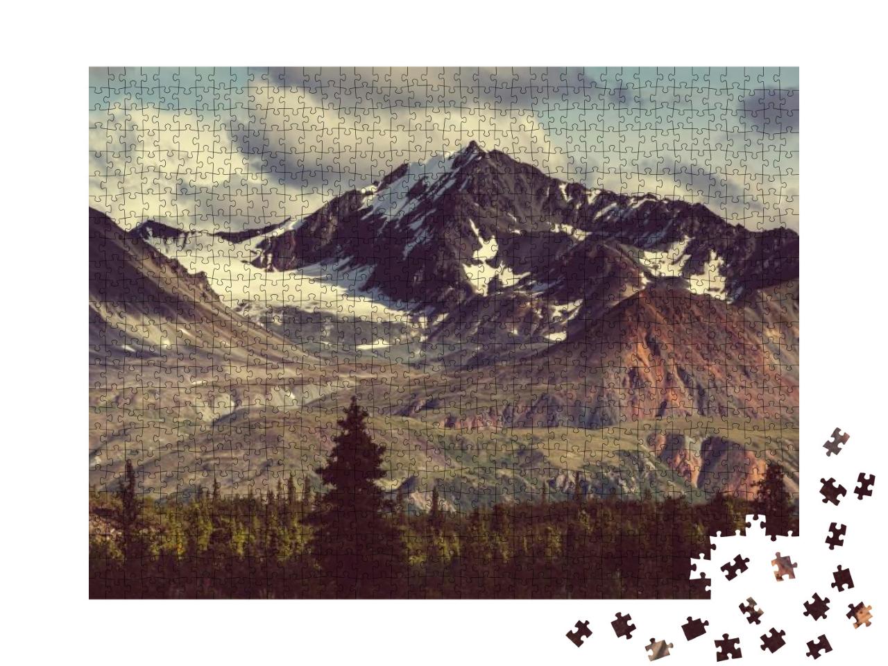 Puzzle 1000 Teile „Bergpanorama am Denali Highway, Alaska“