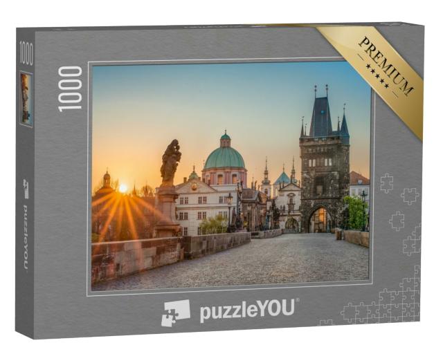 Puzzle 1000 Teile „Sonnenaufgangs über der Karlsbrücke in Prag, Tschechische Republik“