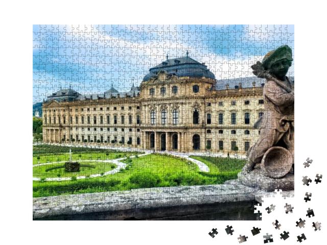 Puzzle 1000 Teile „Statue im Garten der Würzburger Residenz“