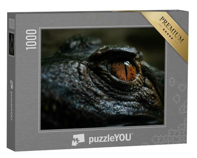 Puzzle 1000 Teile „Augendetail eines kleinen südamerikanischen Krokodils, Brasilien“