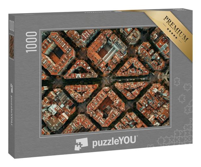 Puzzle 1000 Teile „Barcelona Straße Luftaufnahme mit schönen Mustern in Spanien“