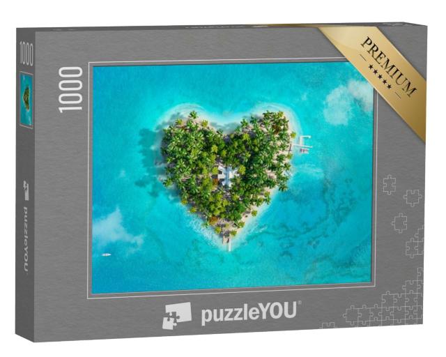 Puzzle 1000 Teile „Tropisches Inselparadies in Form eines Herzens“