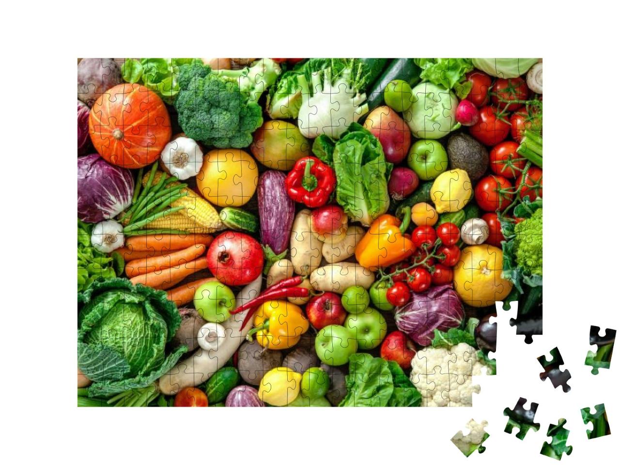 Puzzle 200 Teile „Sortiment von frischem Obst und Gemüse“