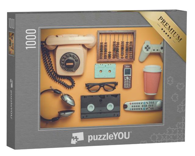 Puzzle 1000 Teile „Retro-Objekte auf gelbem Hintergrund“