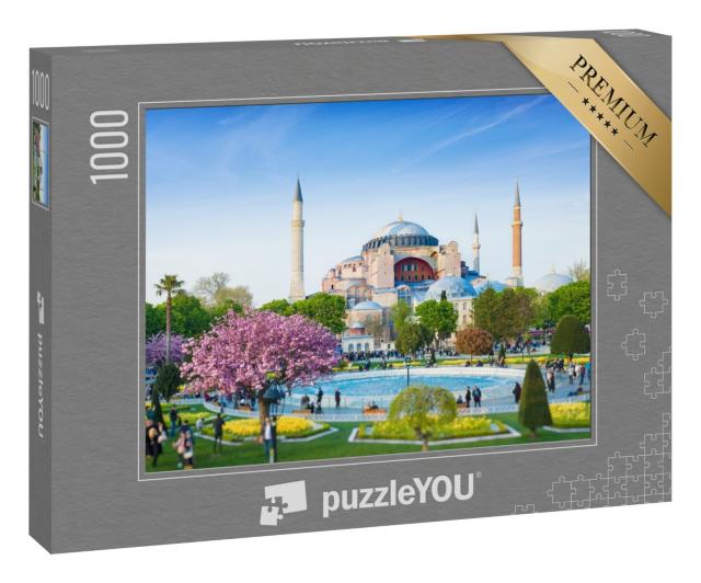 Puzzle 1000 Teile „Stadtteil Sultanahmet in Istanbul, Türkei. In der Nähe die berühmte Hagia Sophia.“