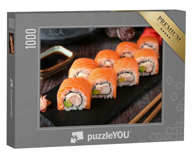 Puzzle 1000 Teile „Sushi-Menü mit Philadelphia-Rolle und Lachs-Sushi“