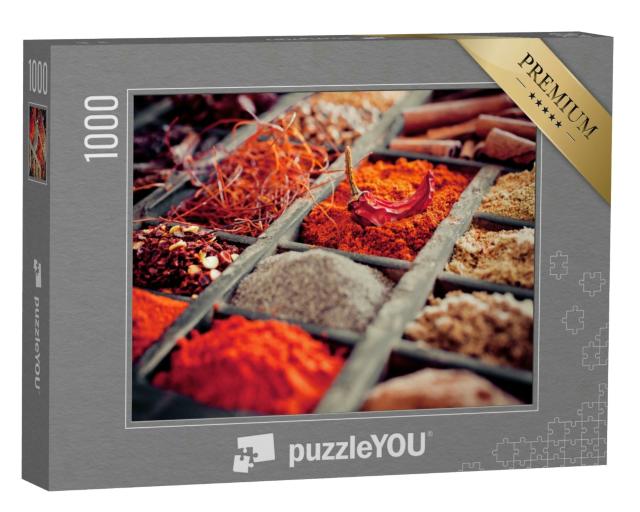 Puzzle 1000 Teile „Nahaufnahme von verschiedenen Gewürzsorten“