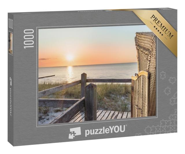 Puzzle 1000 Teile „Sonnenuntergang und Strandkorb am Ostseestrand“