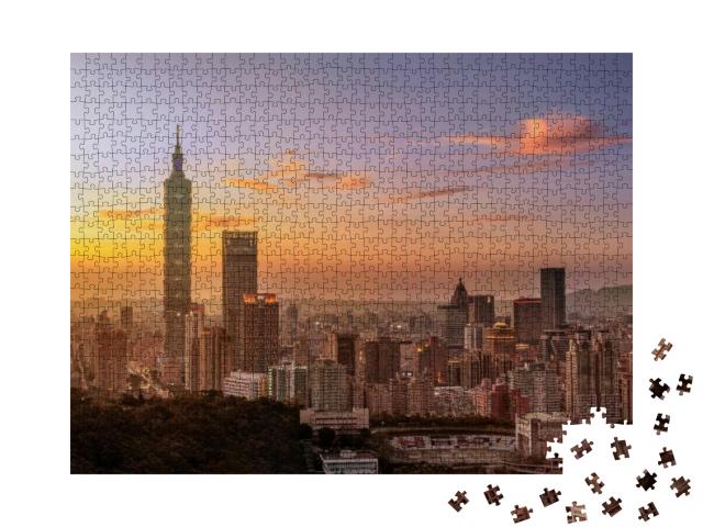 Puzzle 1000 Teile „Wunderschöner Sonnenuntergang in Taipeh“