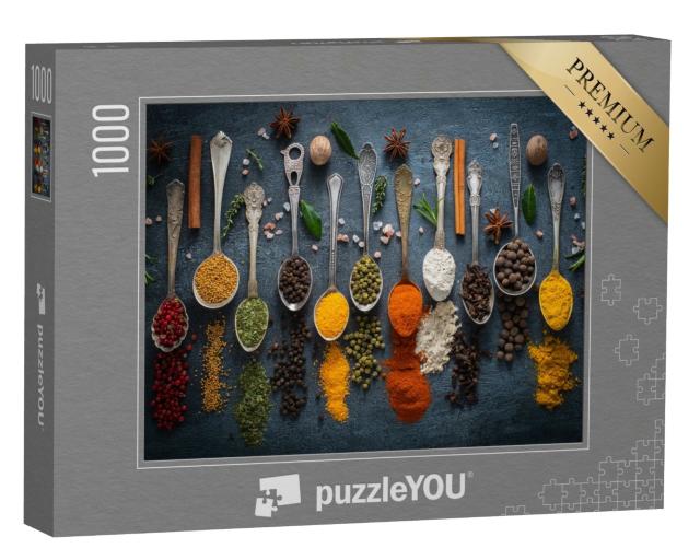 Puzzle 1000 Teile „Kräuter und Gewürze in Löffeln“