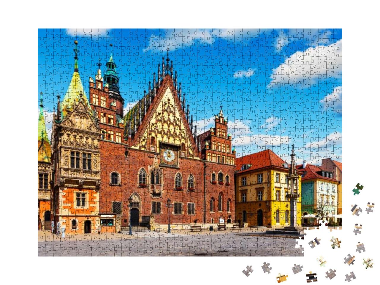 Puzzle 1000 Teile „Sommer am alten Rathaus in Breslau, Polen“