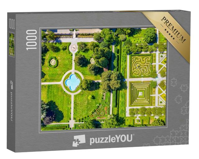 Puzzle 1000 Teile „Gärten von Schloss Salem am Bodensee aus der Luft, Deutschland“