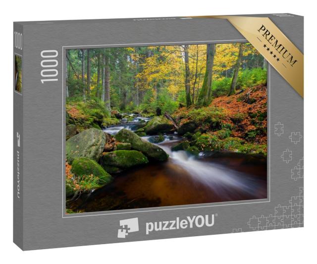Puzzle 1000 Teile „Wasserfall in Braunlage im Herbst, Langzeitbelichtung, Deutschland“