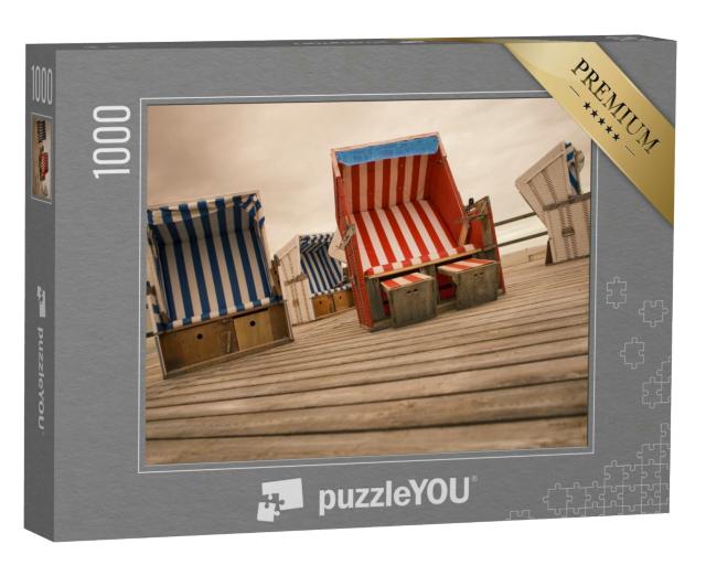 Puzzle 1000 Teile „Strandkörbe auf einem Podest, Sankt Peter Ording“