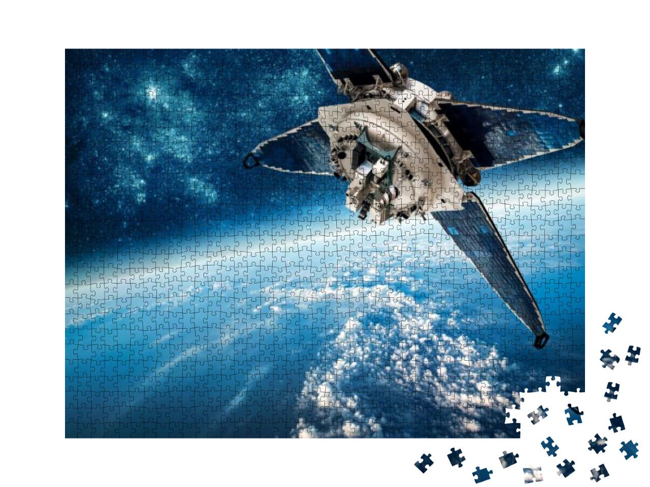 Puzzle 1000 Teile „Weltraumsatellit in der Umlaufbahn der Erde, NASA-Bildmaterial“