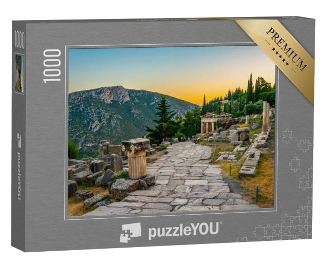Puzzle 1000 Teile „Sonnenuntergang über Delphi, antike Stätte, Griechenland“