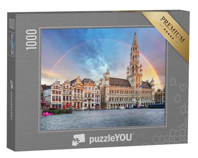 Puzzle 1000 Teile „Regenbogen über der Altstadt von Brüssel, Belgien“