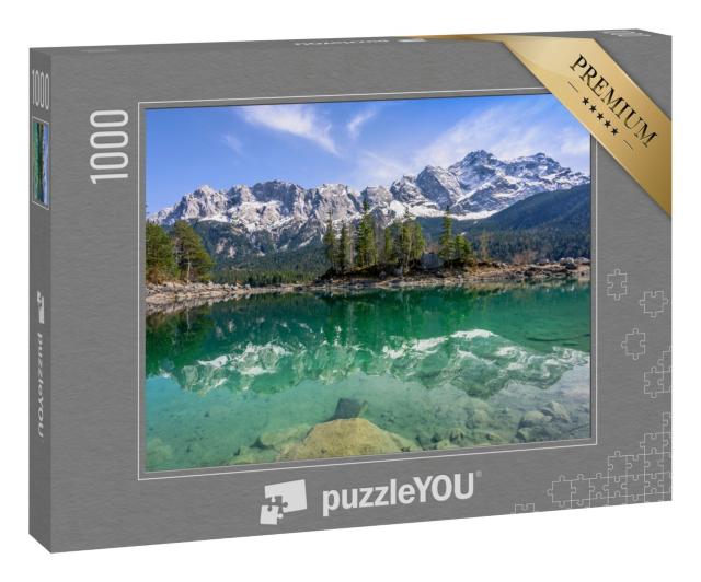 Puzzle 1000 Teile „Zugspitze spiegelt sich im Eibsse, Garmisch-Partenkirchen, Bayern, Deutschland“
