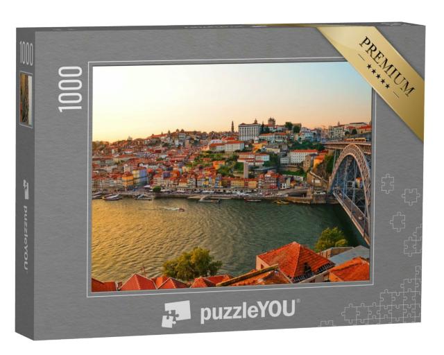 Puzzle 1000 Teile „Sonnenuntergang über dem Fluss Douro in Porto, Portugal“
