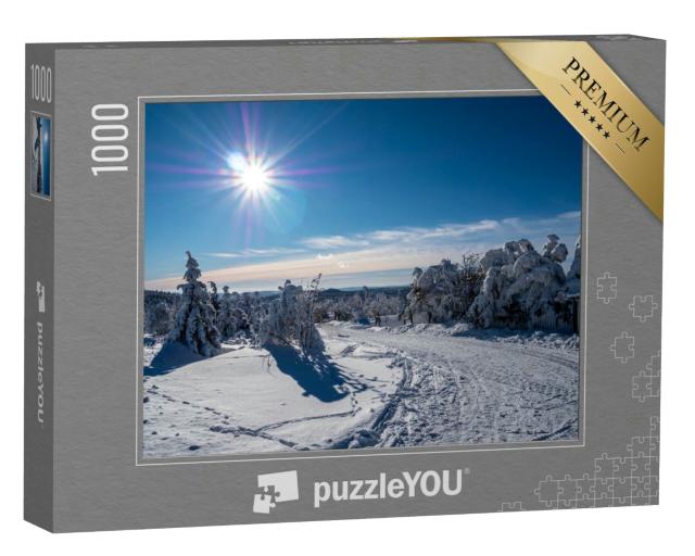 Puzzle 1000 Teile „Winterlandschaft im Erzgebirge auf dem Fichtelberg“