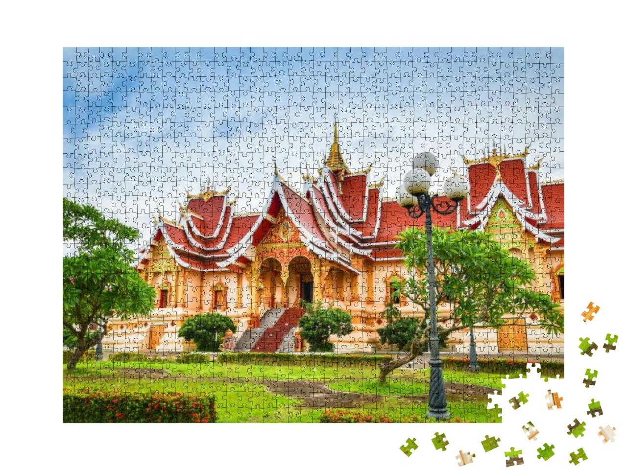 Puzzle 1000 Teile „Wunderschöne Architektur des Tempels in Vientiane, Laos “