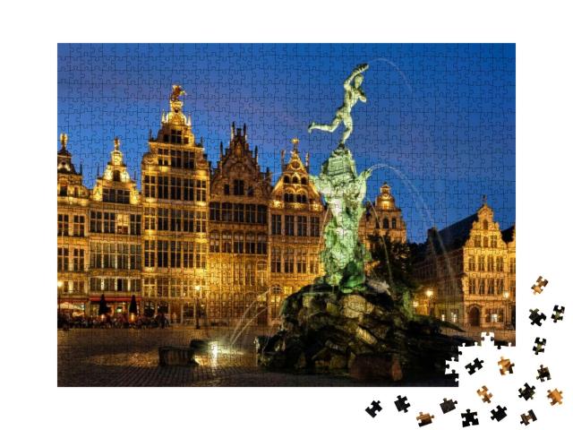 Puzzle 1000 Teile „Brabo-Statue auf dem Grote Markt in Antwerpen, Belgien“