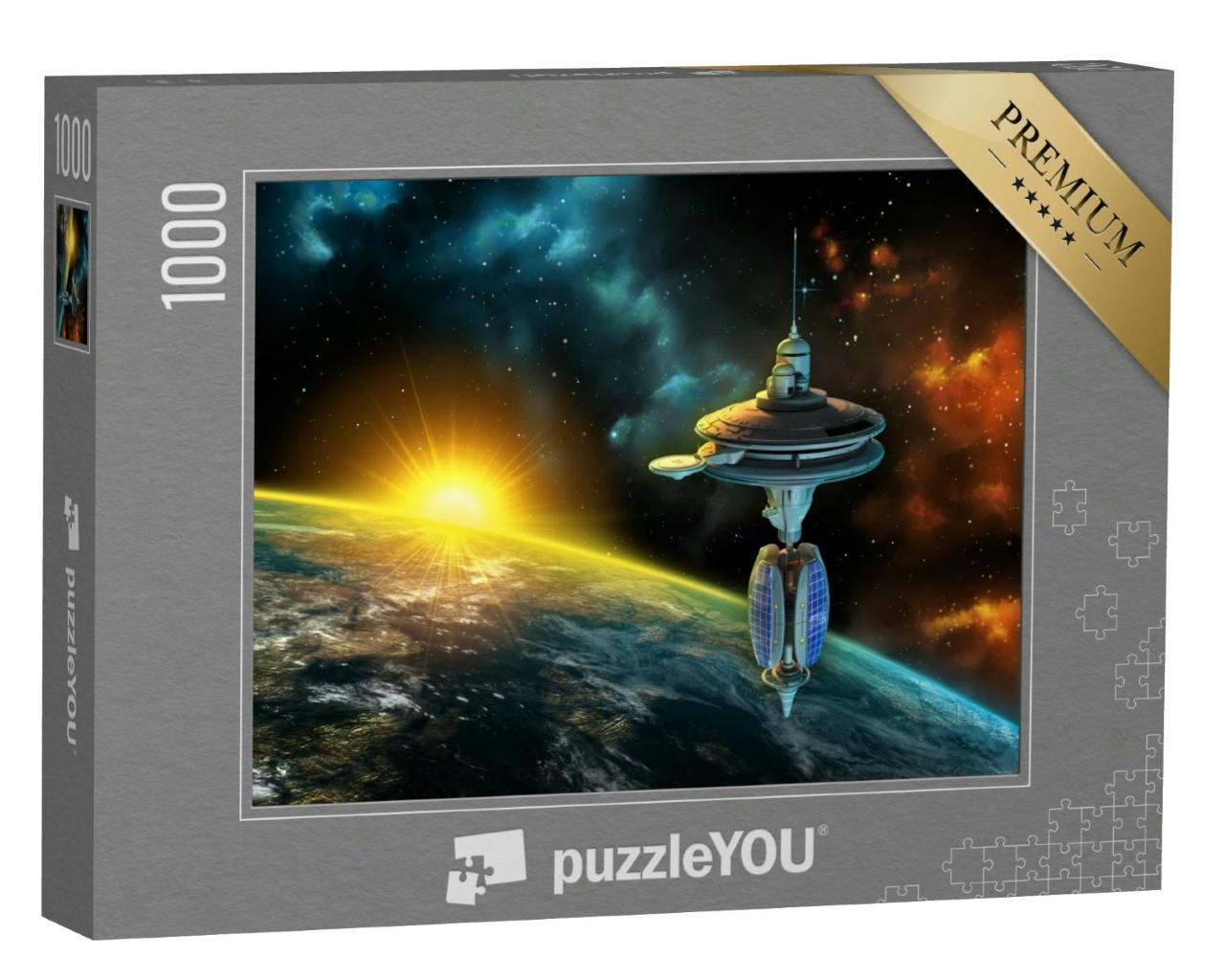 Puzzle 1000 Teile „Raumstation über herrlichem Weltraumpanorama“