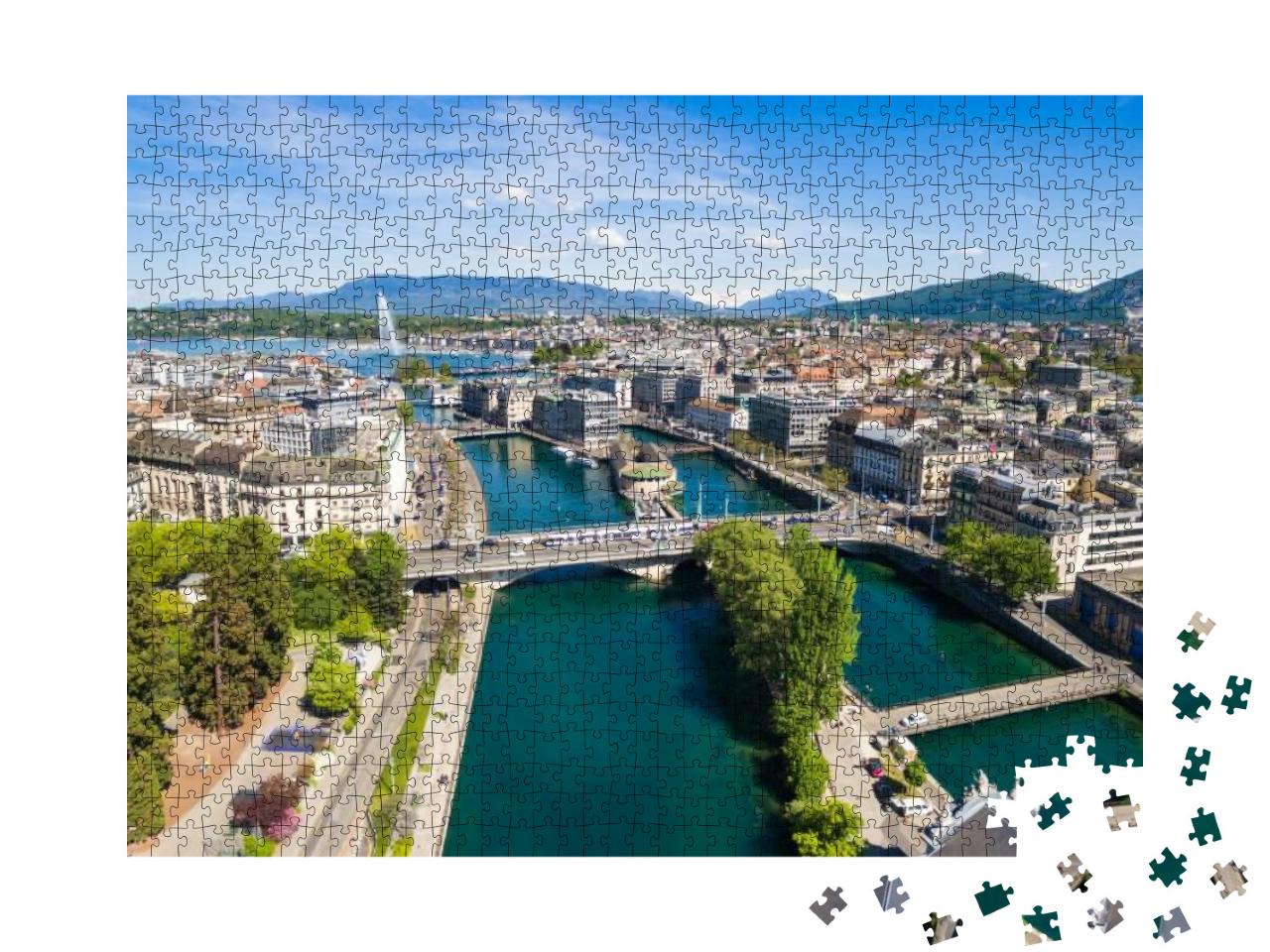 Puzzle 1000 Teile „Genfer See und Genf in der Schweiz“