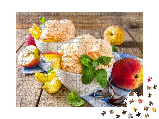 Puzzle 1000 Teile „Hausgemachtes süßes Pfirsicheis“