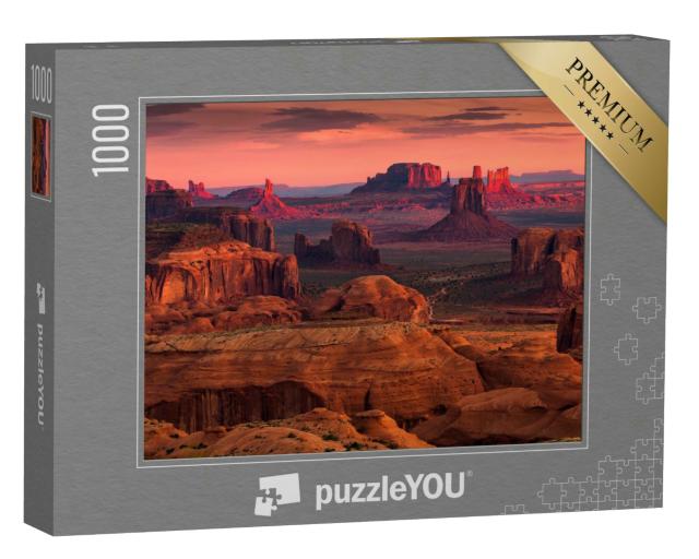 Puzzle 1000 Teile „Sonnenaufgang in Hunts Mesa, Monument Valley, Arizona, USA“