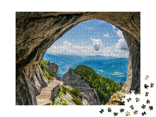 Puzzle 1000 Teile „Blick auf die Berchtesgadener Alpen von der Eisriesenwelt in Österreich“