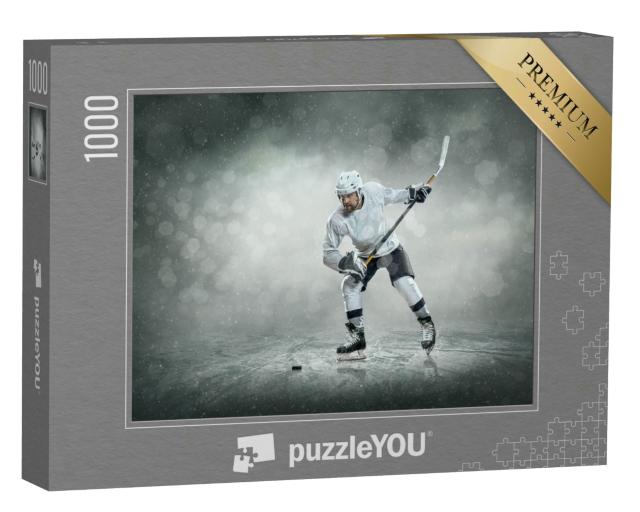 Puzzle 1000 Teile „Eishockeyspieler auf dem Eis im Freien“