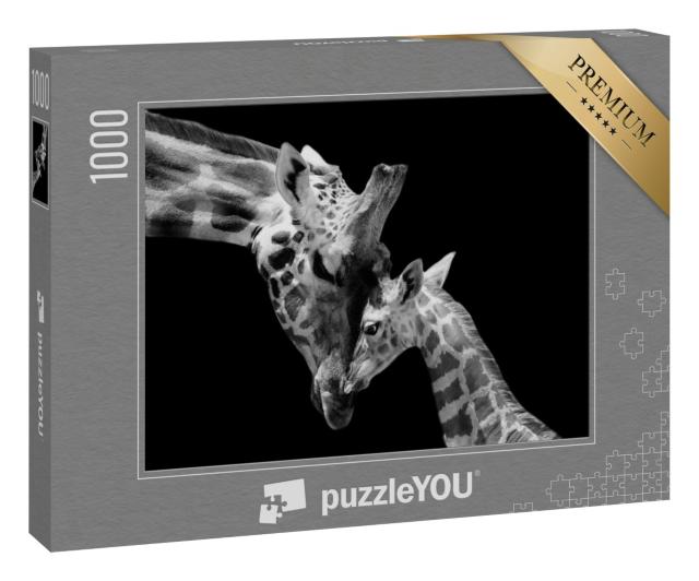 Puzzle 1000 Teile „Giraffenmutter und Jungtier“