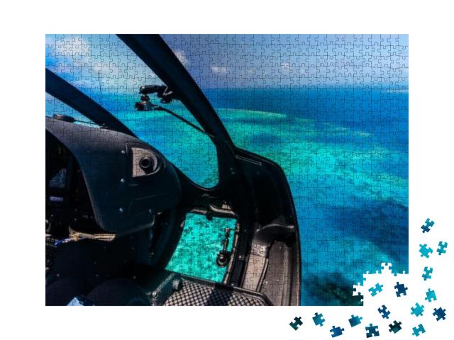 Puzzle 1000 Teile „Hubschrauberflug über das Moore Reef, Australien“