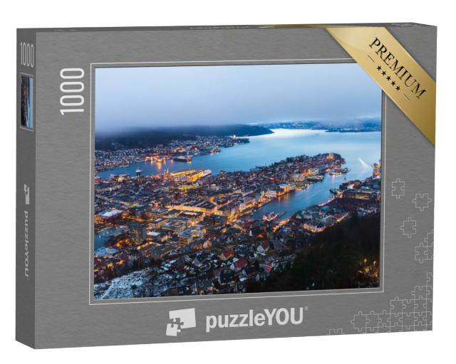 Puzzle 1000 Teile „Blick auf Bergen vom Berggipfel ,Norwegen“