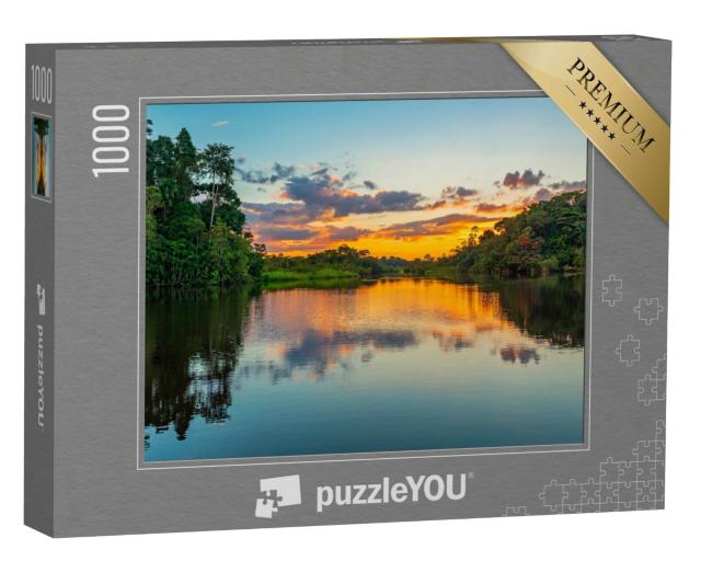Puzzle 1000 Teile „Sonnenuntergang an einer Lagune im Amazonas-Regenwaldbecken“